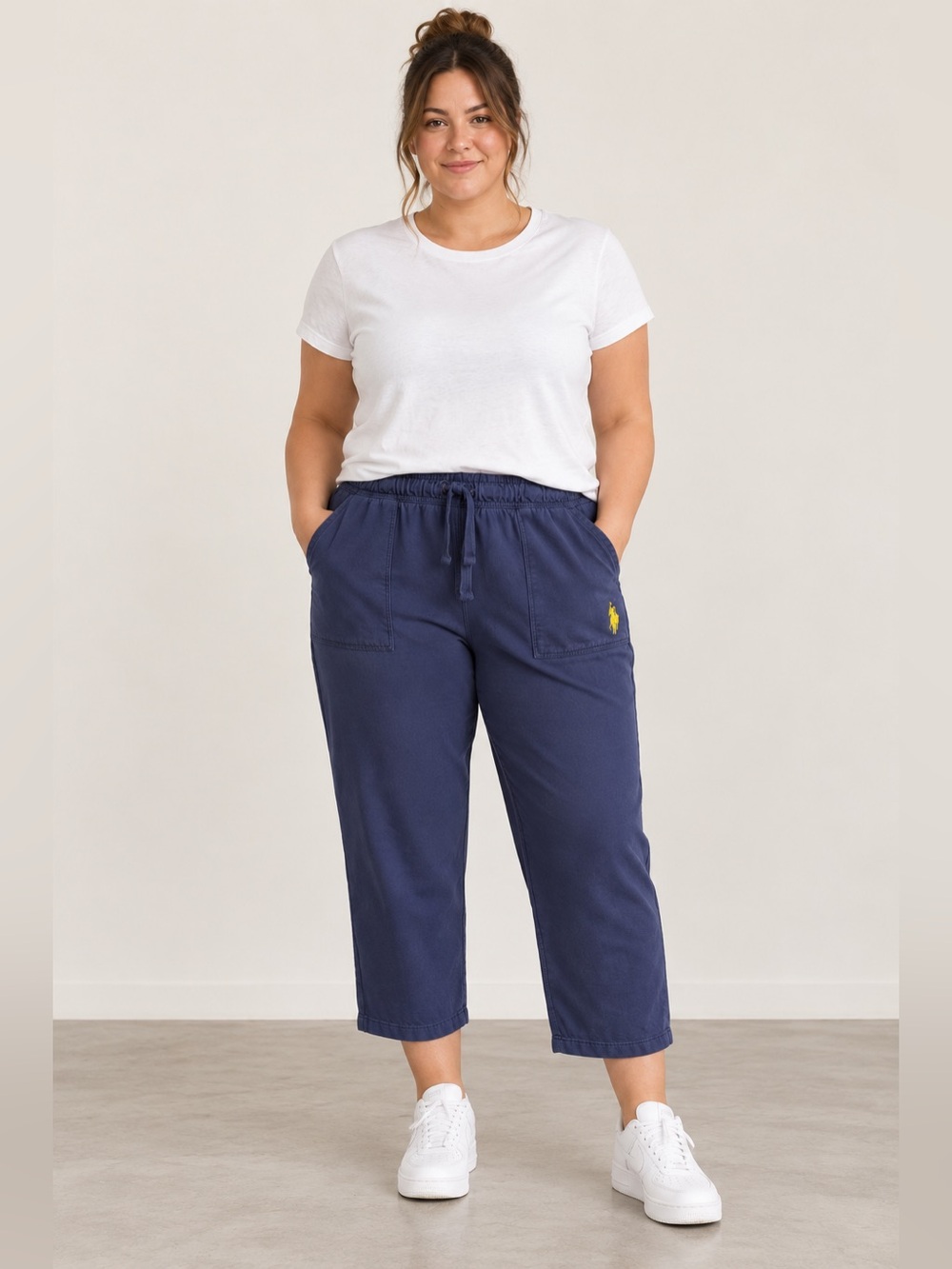 U.S. Polo Assn. Navy Cotton Cropped Pants | Size XL